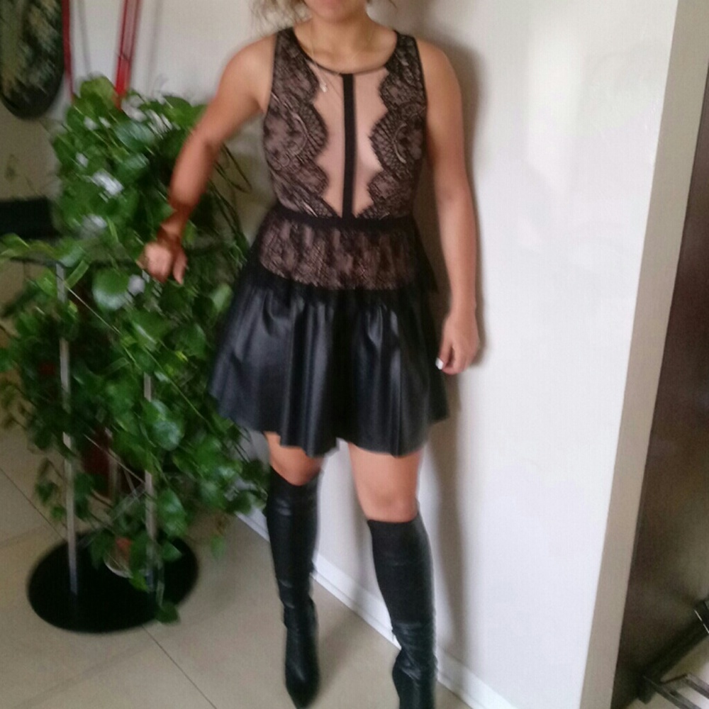 Faux Leather lace dress