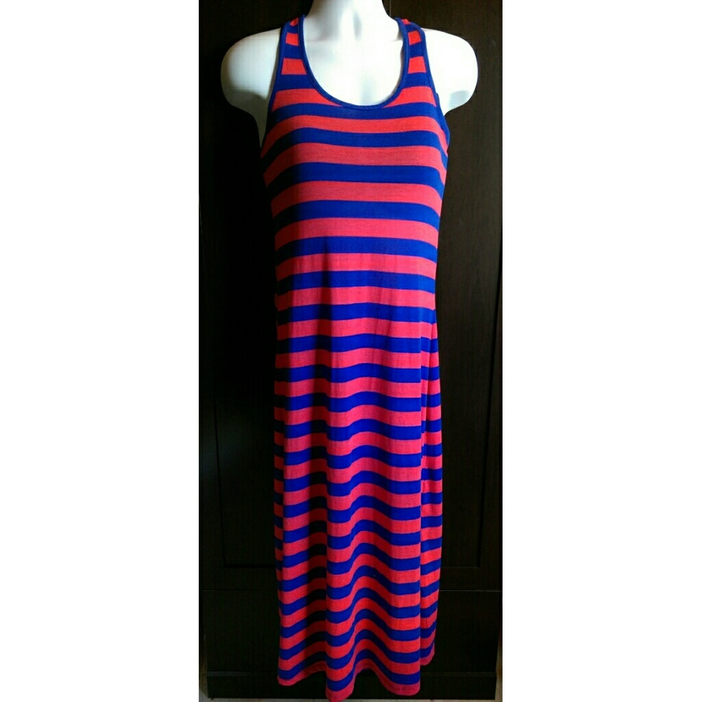 Striped racer back maxi dress