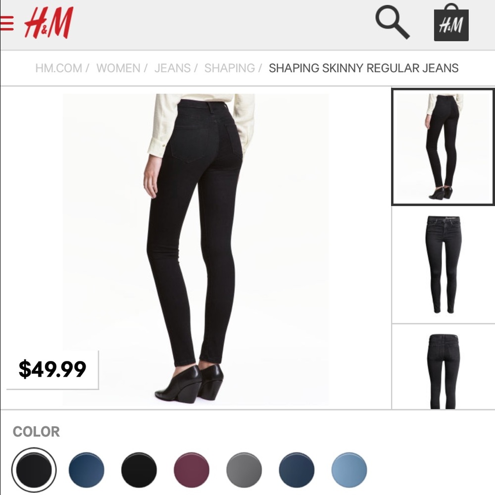 HM shaping skinny jeans in black