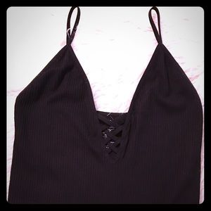 Intimately Free People Black Ribbed Tank Size M/L