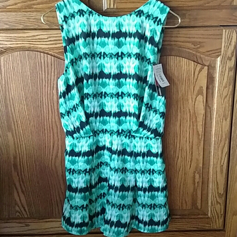 Tie Dye Sleeveless Green Romper Jumpsuit