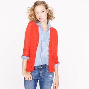 J.Crew Orange ‘Bling Button’ Cardigan Size Medium