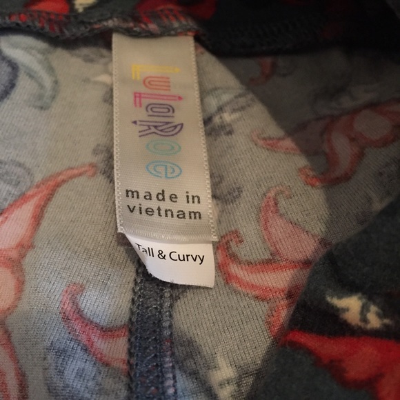 Lularoe Tall Curvy Leggings Gray Green Fairy 🦄EUC - Picture 3 of 8