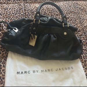 Marc Jacobs black leather satchel 10"x 16"