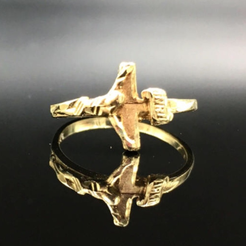 Vintage 14k gold cross sideways cross ring size 4.