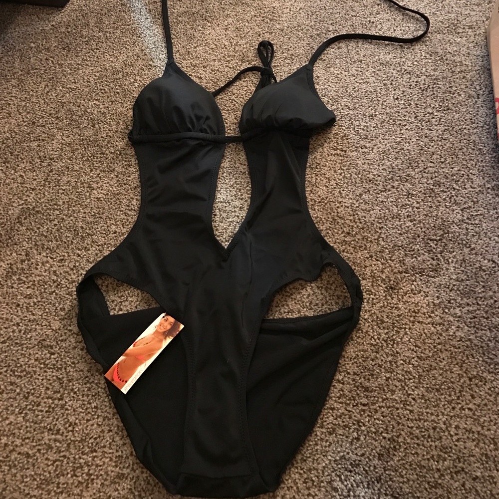 Xhilaration brand one piece black bathing suit