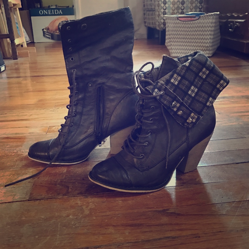 High heel combat boots