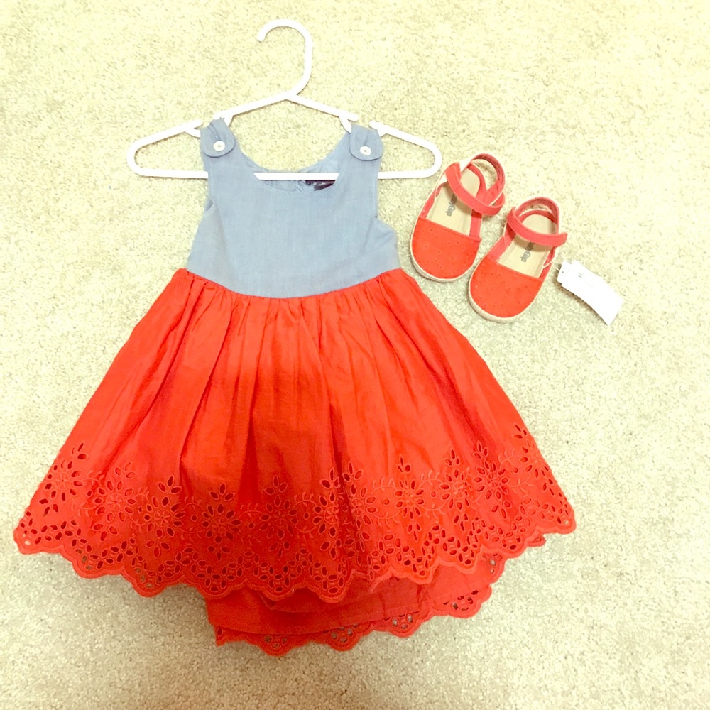 12-18 month gap red blue Jean blackless dress girl