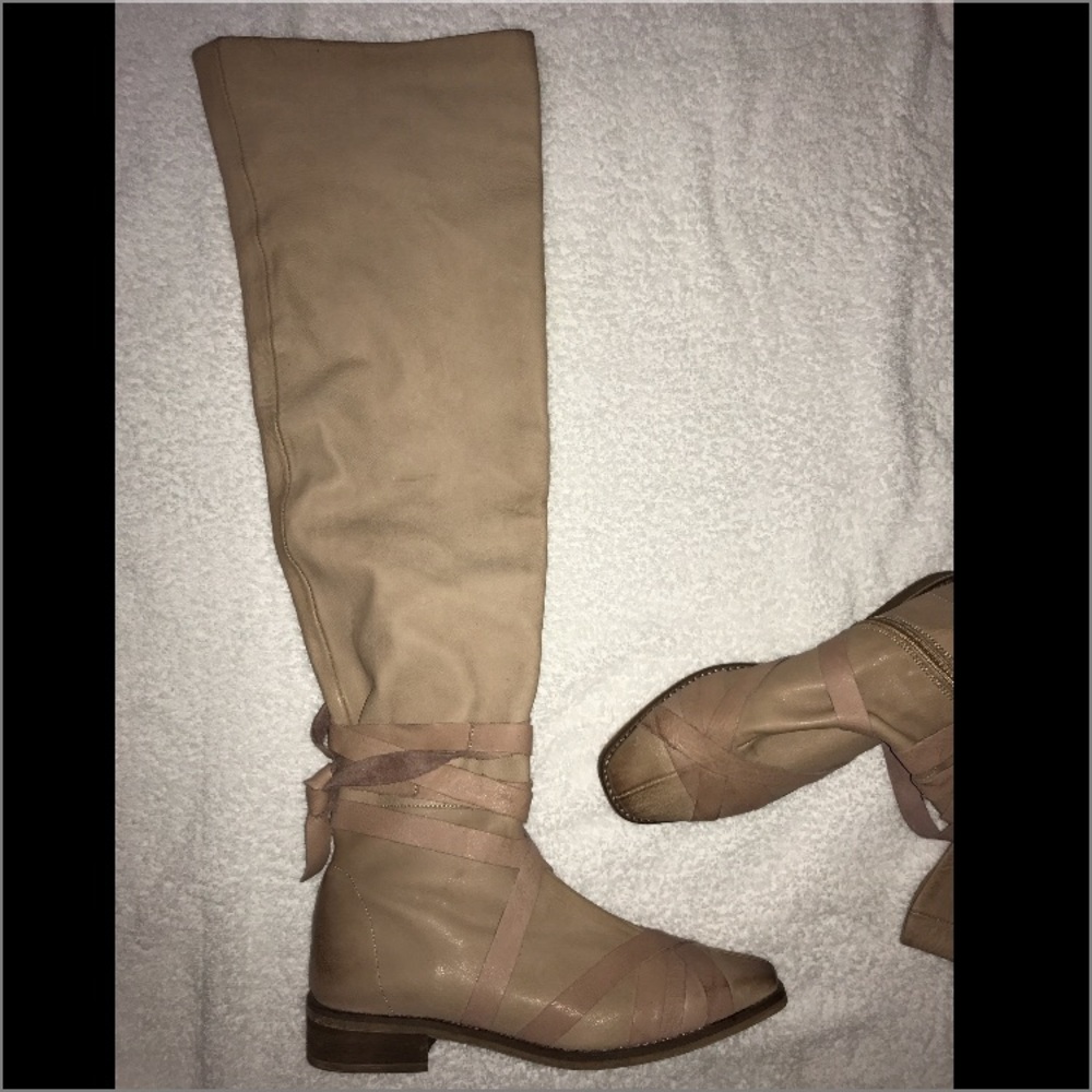 Free People West End Ballerina tie Blush Boots 9