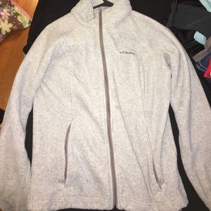 Light grey Columbia hoodless zip up jacket