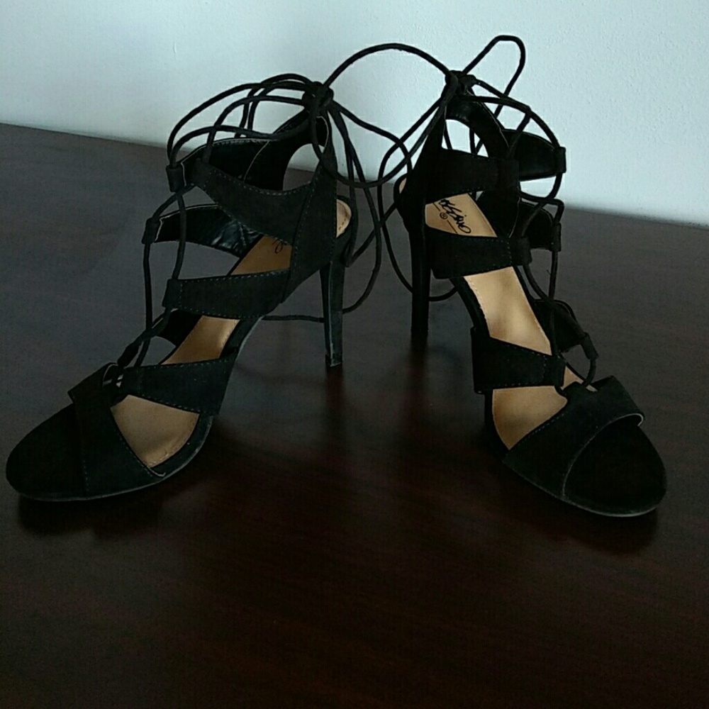 Black Lace-Up Heels