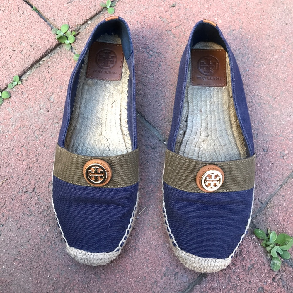 Tory Burch size 8 Navy Blue Espadrille