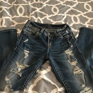 Distressed Silver Skinny Jeans!