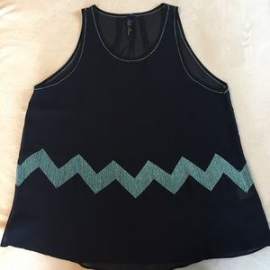 Navy tank with embroidered detail