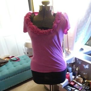 Pink floral embellished t shirt