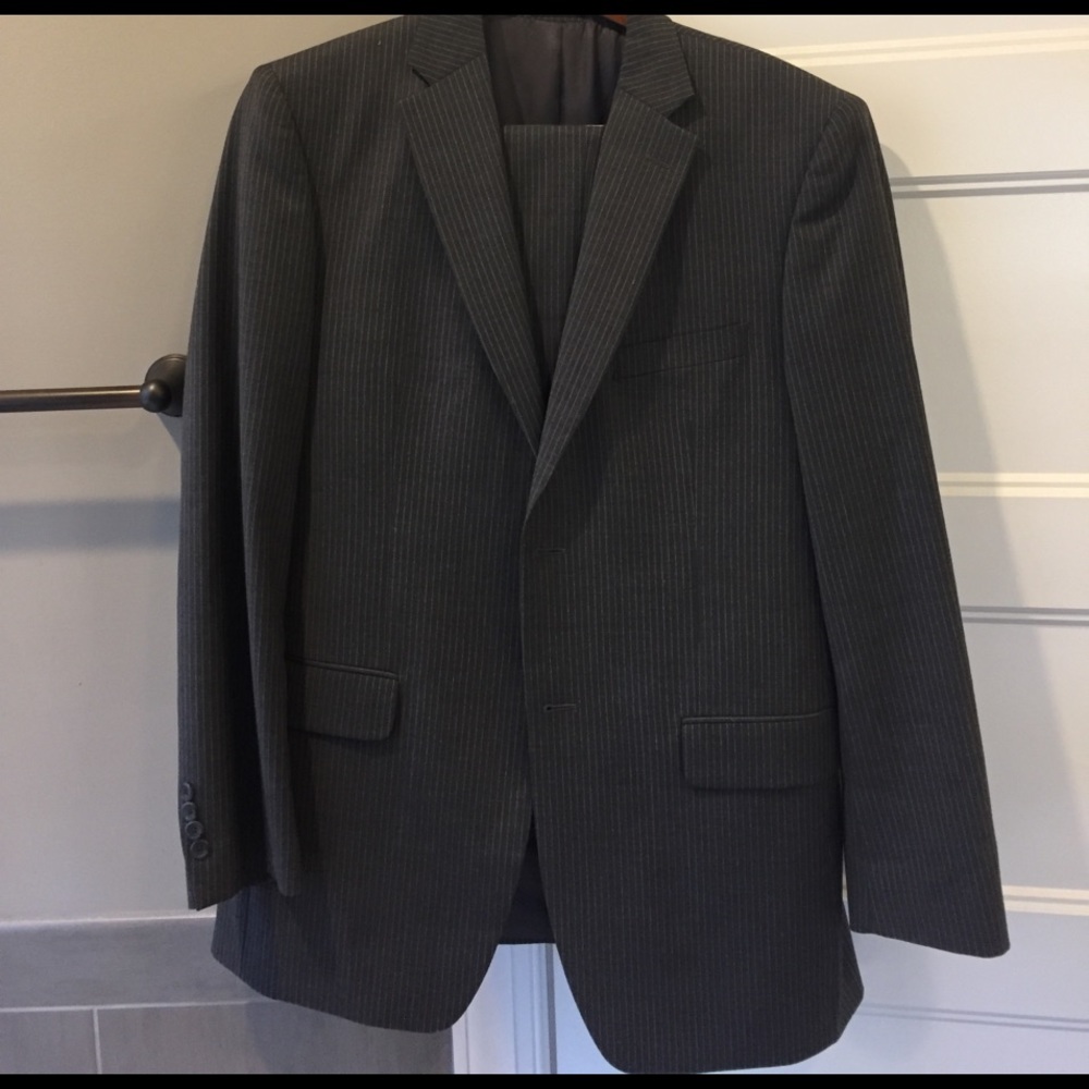 Men's gray pinstripe suit