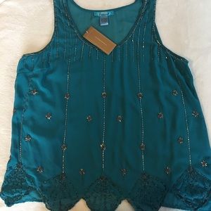 Teal beaded tank