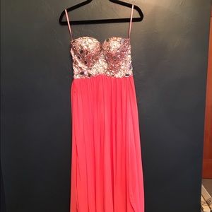 Coral pink prom dress