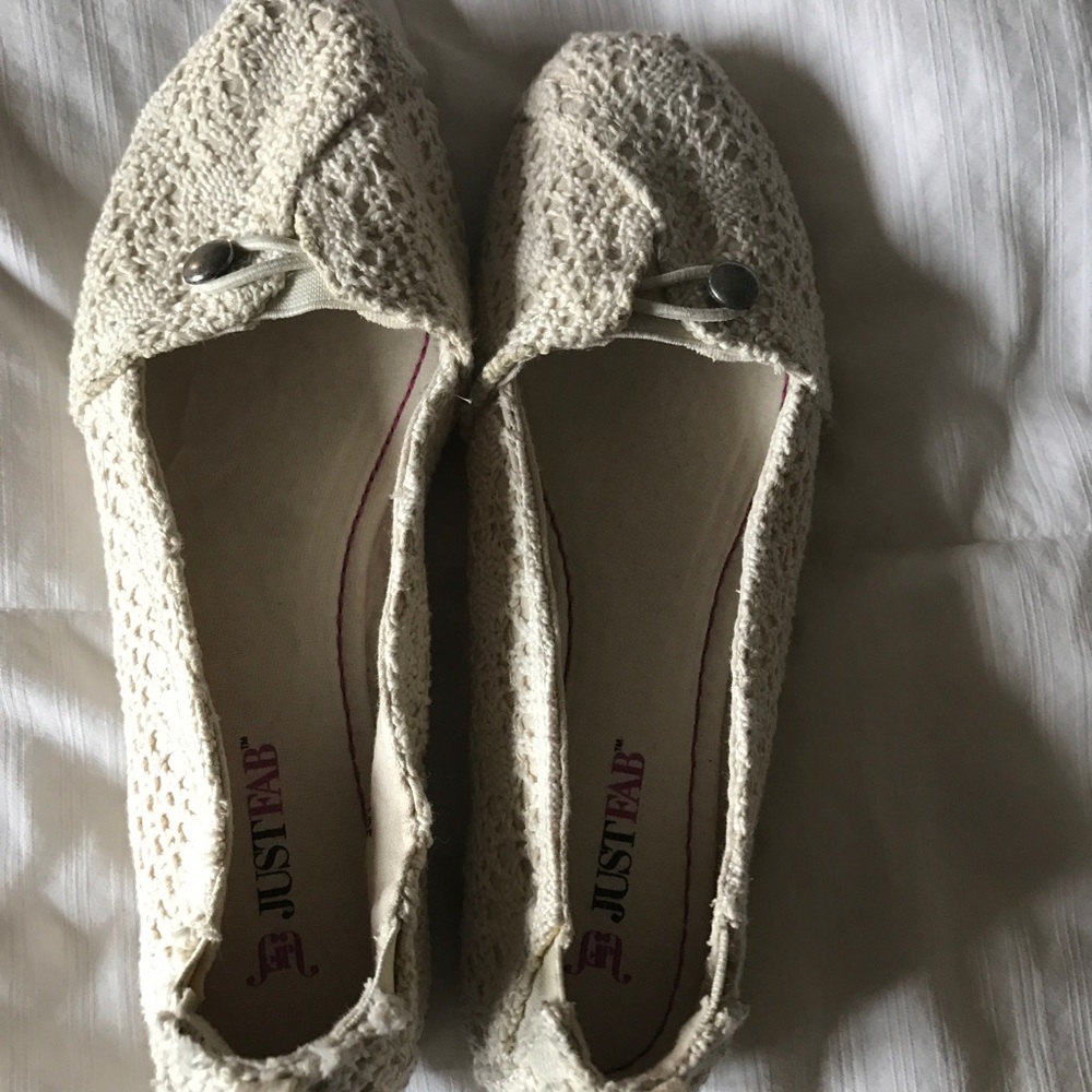 Cream crochet slip ons