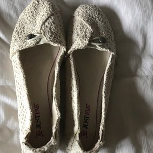 Cream crochet slip ons