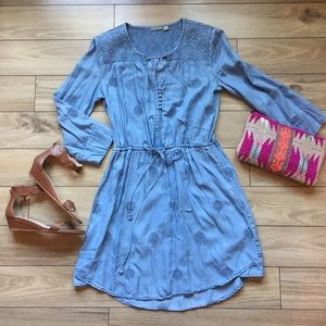 Anthropologie Embroidered Chambray dress, size Med