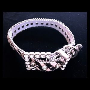 Cowhide zebra pattern rhinestone doggie collar