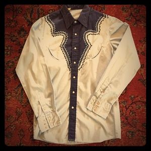 Vintage western shirt.  Baby blue and Navy
