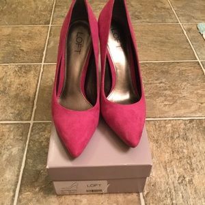 Hot pink suede heals by Loft