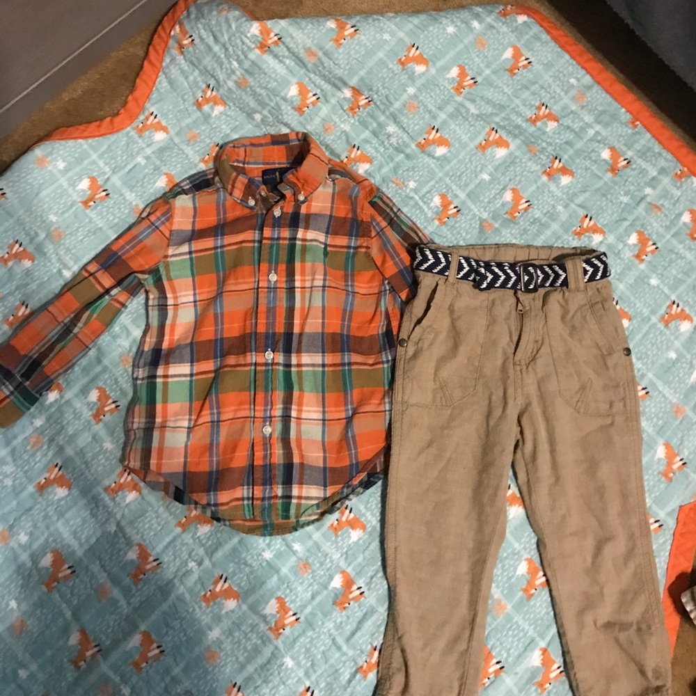 Toddler button up shirt and khaki pants