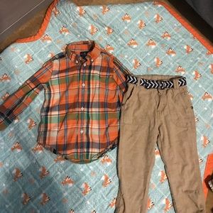 Toddler button up shirt and khaki pants