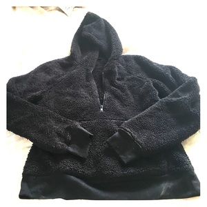 Women's Black fuzzy quarter zip hoodie