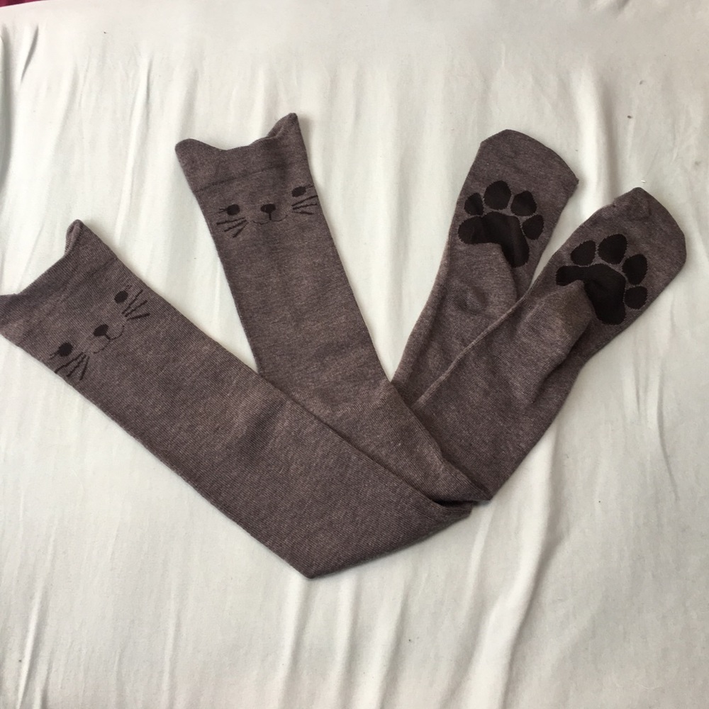 Cat Face Over The Knee Socks