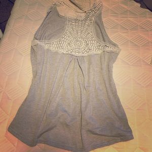 Striped lace back top