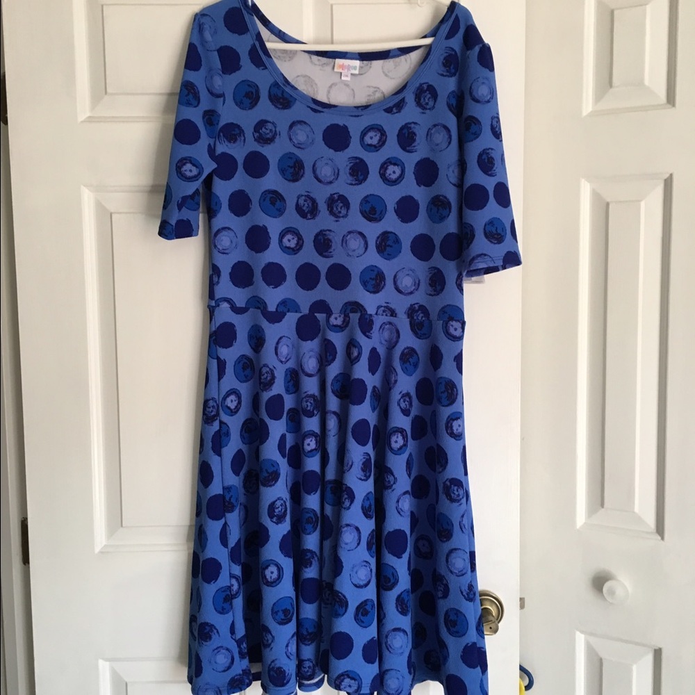Reposh LuLaRoe Blue Watercolor Nicole 2X Dress NWT