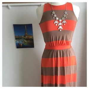 Maxi Dress Orange and Tan
