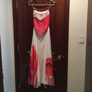 Haute hippie silk strapless floral dress.
