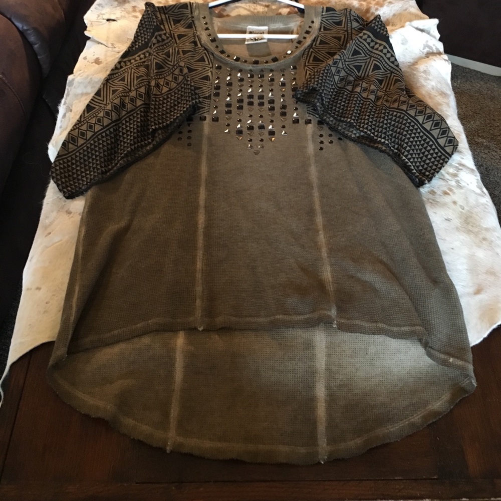 Olive Aztec Top