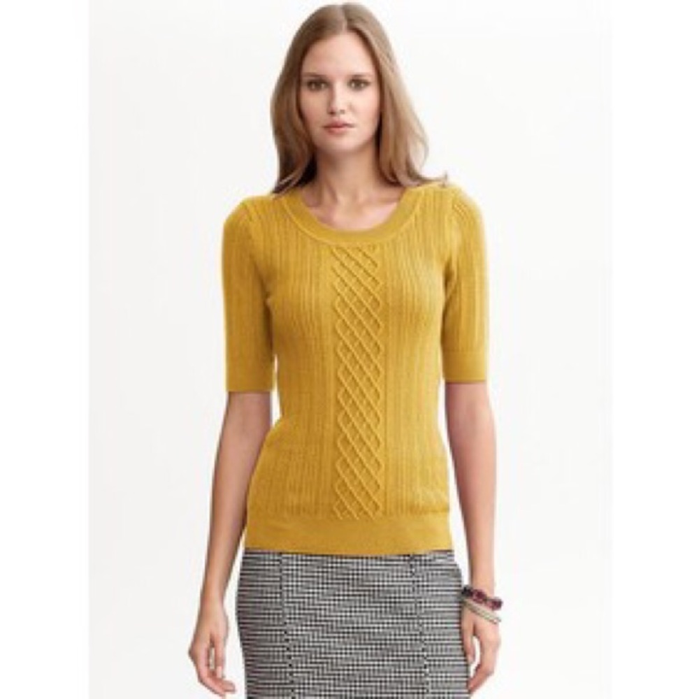 Banana Republic Elbow Sleeve Ribbed Cable Sweater