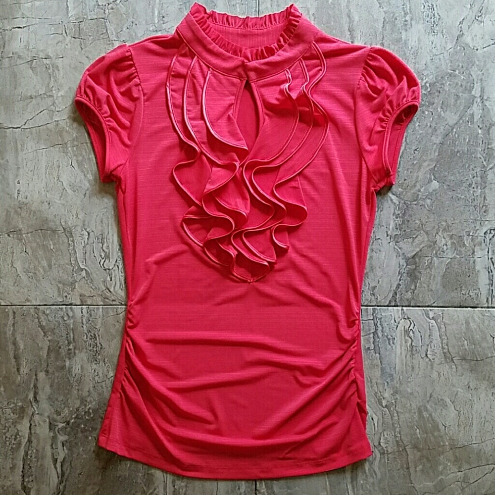 Coral Pink Ruffle Top