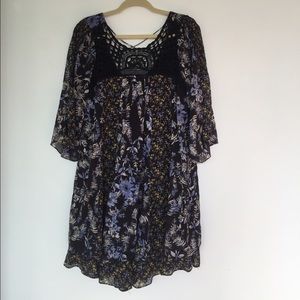 Free People Floral Dress with Crochet Detail