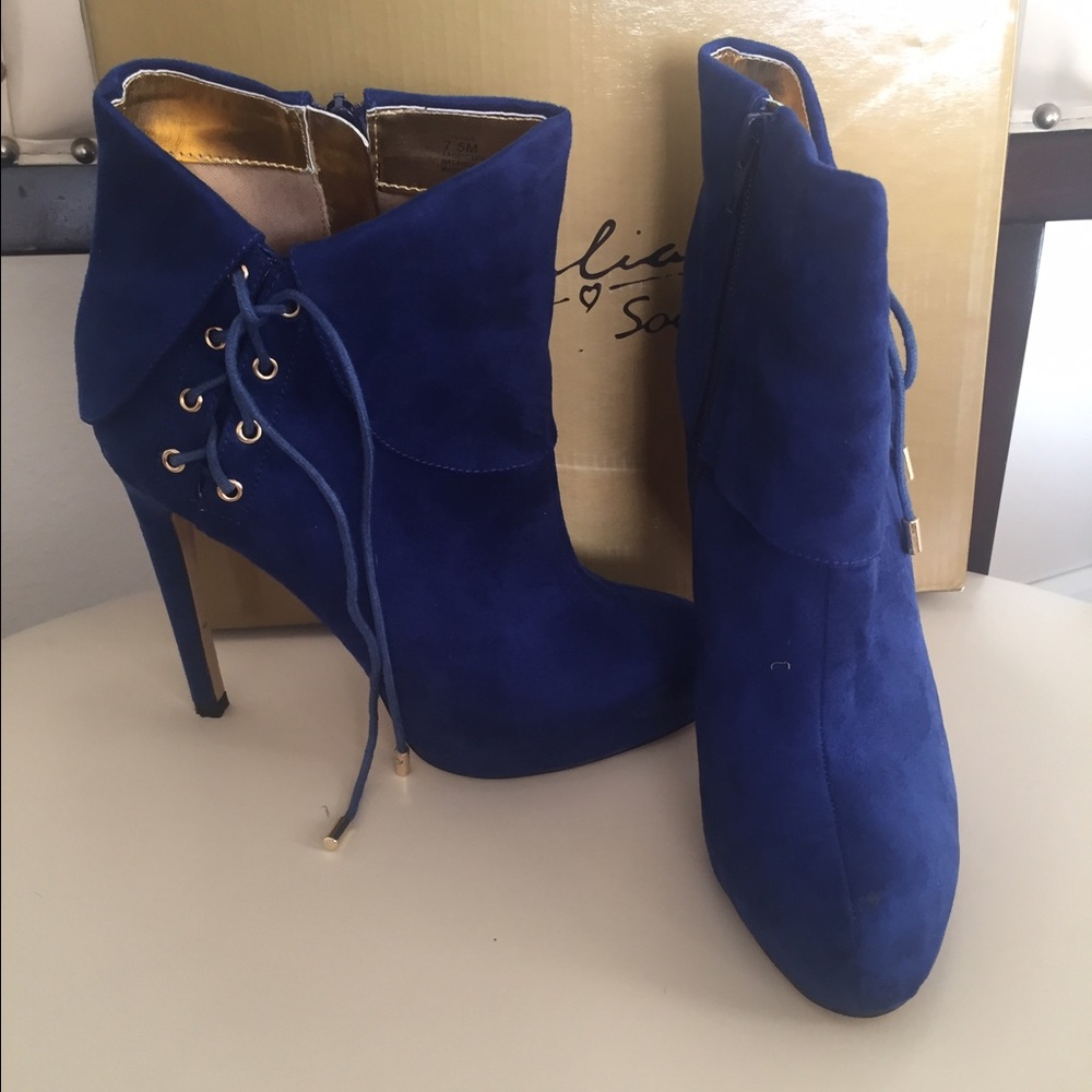 Cobolt blue high heel boots