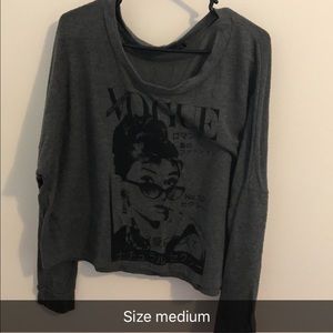 Audrey Hepburn over the shoulder sweater