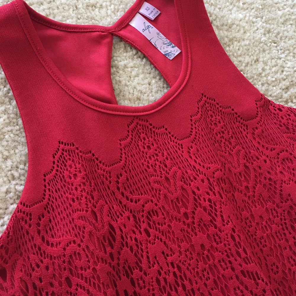 New! Francesca's Alya Red Lace Tank - Picture 3 of 4