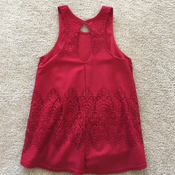 New! Francesca's Alya Red Lace Tank - Picture 4 of 4