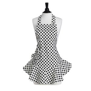 ONLY 1 DAY LEFT! Cream & Black Polka Dot Apron