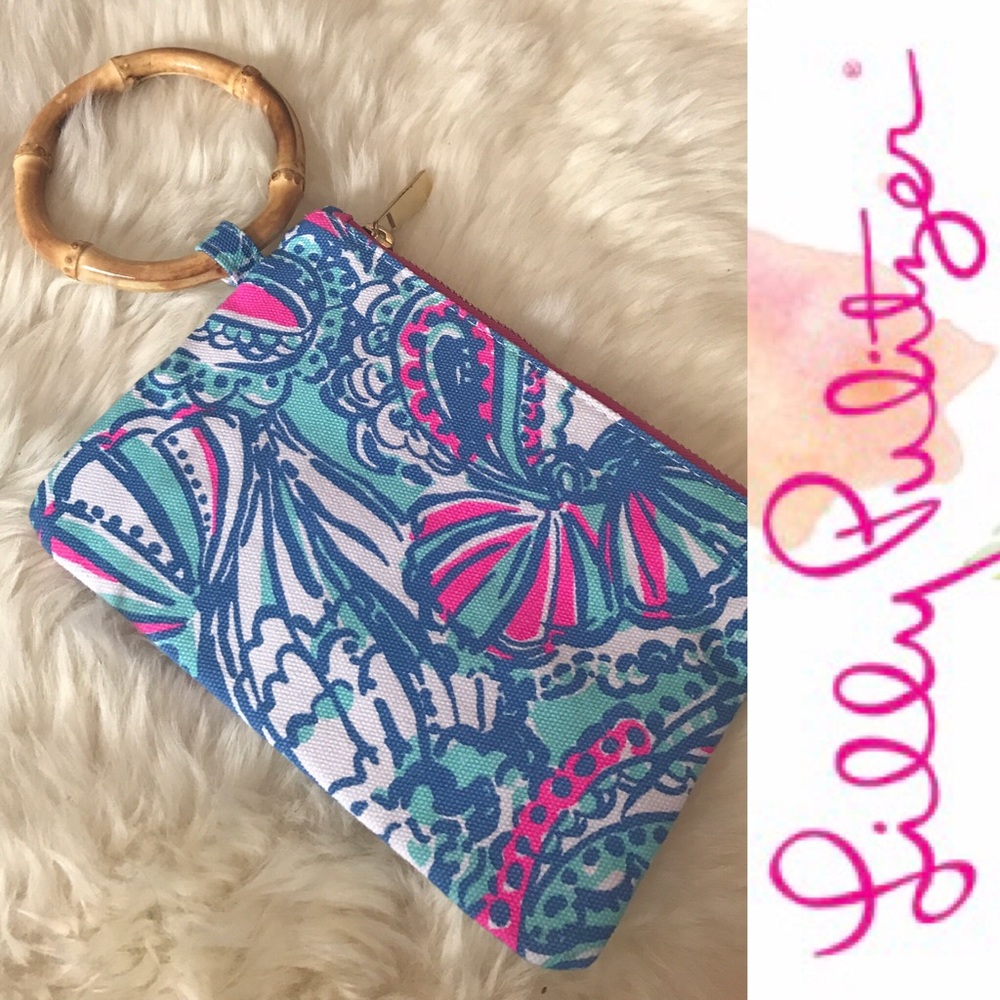 Lilly Pulitzer Wristlet Clutch with bamboo handle