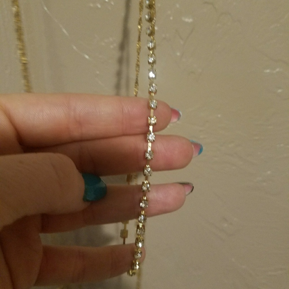 Gold rhinestone body chain