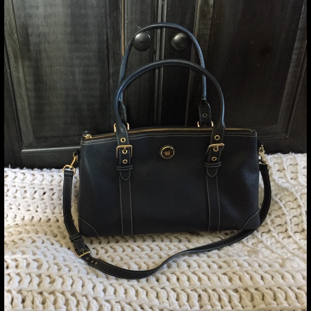 Navy Dooney & Burke bag.