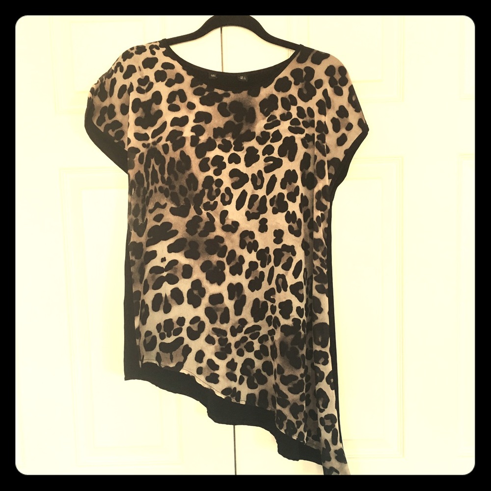 Asymmetrical Cheetah Print Top