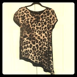Asymmetrical Cheetah Print Top